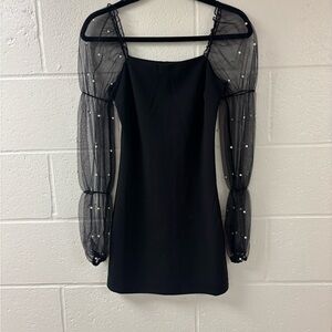 Thirty Thirty Black Pearl Sheer Sleeve Mini Dress Size XS